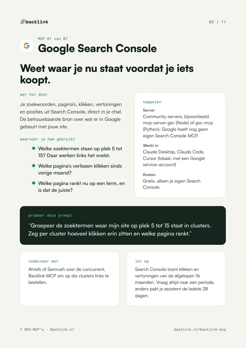 Pagina uit de gids over Google Search Console